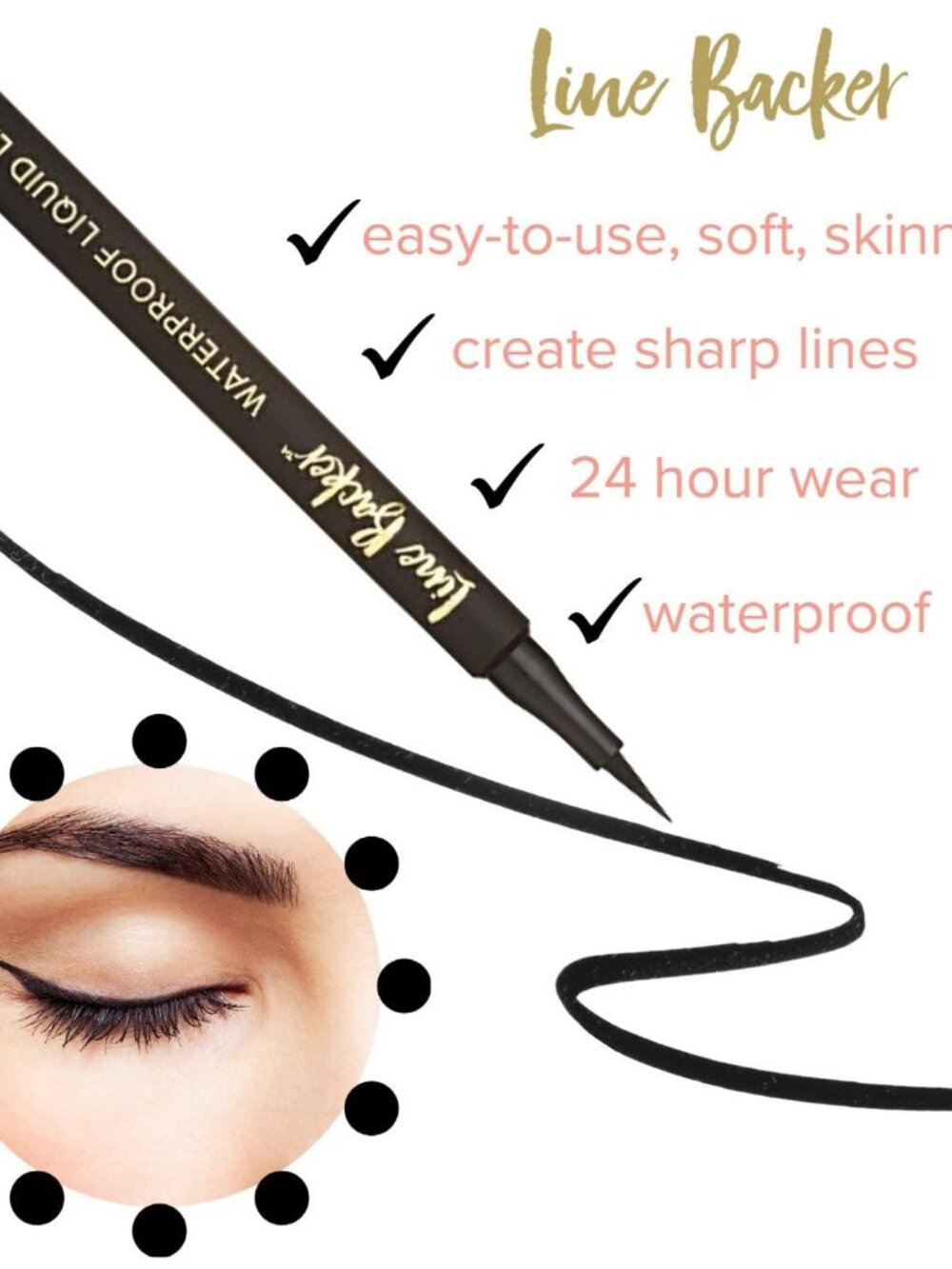 Belle Beauty Linebacker Waterproof Liquid Eyeliner - Black
